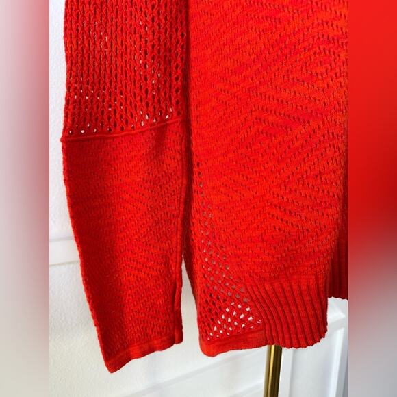 Prana Cedar Lightweight Cowl Neck Sweater In Fiery Red Orange Size Medium - Picture 5 of 12